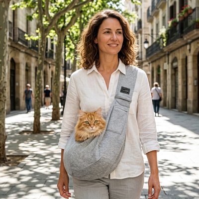 Sac de transport gris pour Chat Confortable et Sécurisé