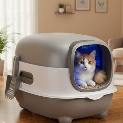 Anti-Odeurs Bac à litière chat gris