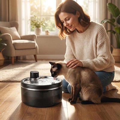 Autonome Fontaine à eau chat sans fil​ noir