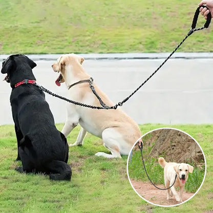 Confort et Sécurité Laisse double pour chien noir 