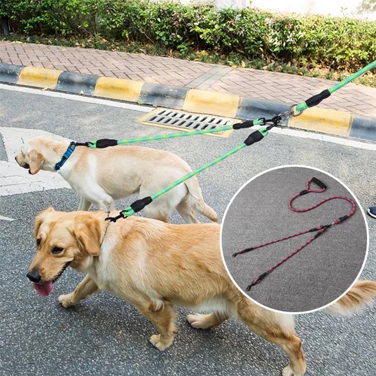 Confort et Sécurité Laisse double pour chien