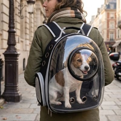 Confort et Sécurité Sac a dos chien noir