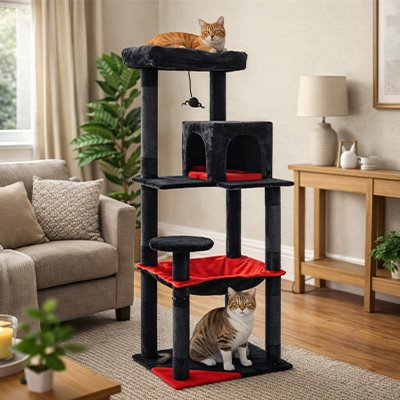 Robuste Design Arbre à Chat rouge noir
