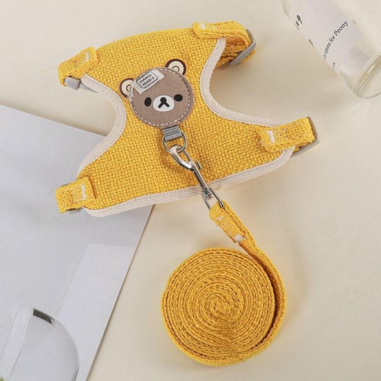 Ultra-confortable Harnais pour petit chien jaune
