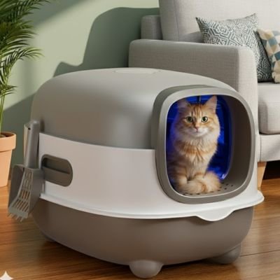 Bac à litière chat Anti-Odeurs gris