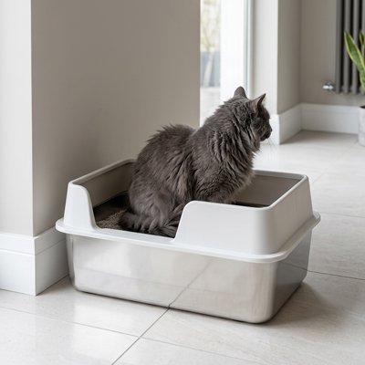 Bac à litière Chat Anti-Odeurs Facile blanc