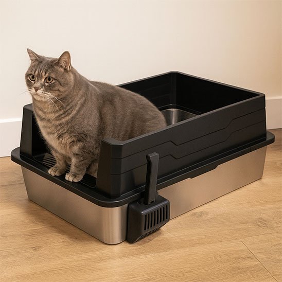 Bac à litière Chat Autonettoyant noir 