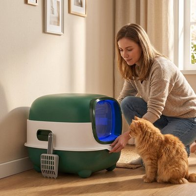 Bac à litière Chat Facile à Nettoyer