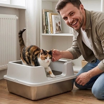 Bac à litière Chat blanc Hygiénique Anti-Odeurs 
