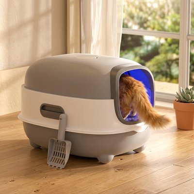 Bac à litière Chat gris Facile à Nettoyer