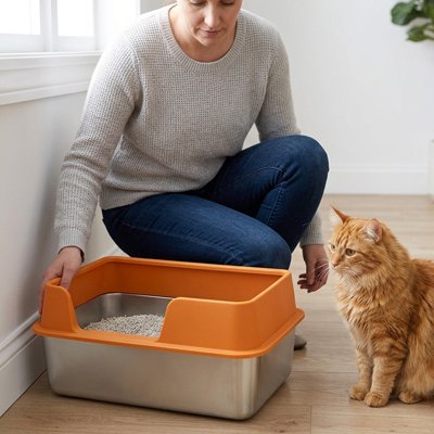 Bac à litière Chat orange