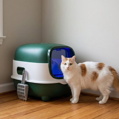 Bac à litière Chat vert Facile à Nettoyer