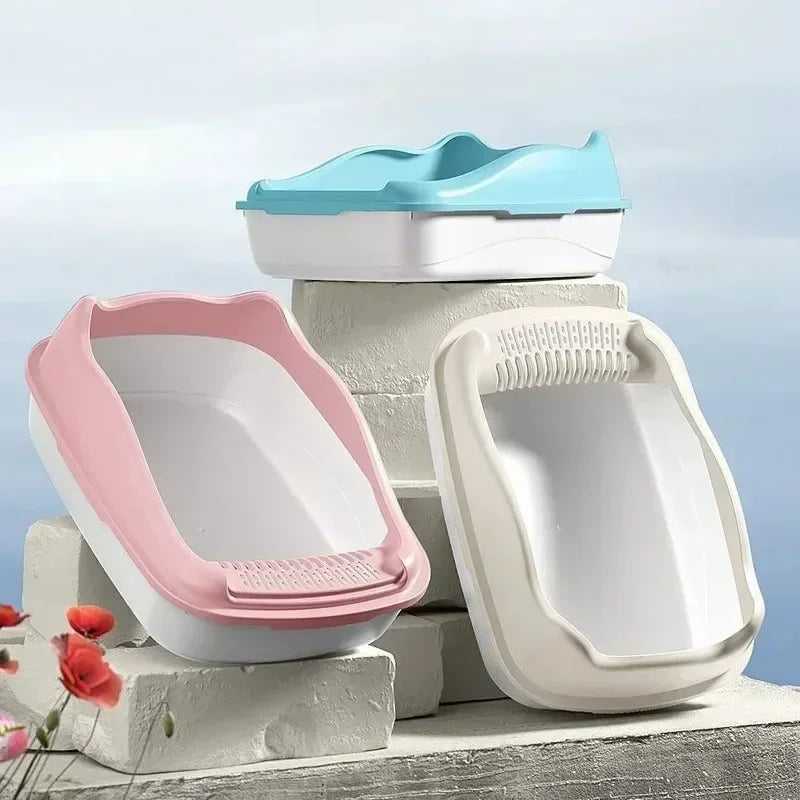 bac litiere chat beige bleu rose