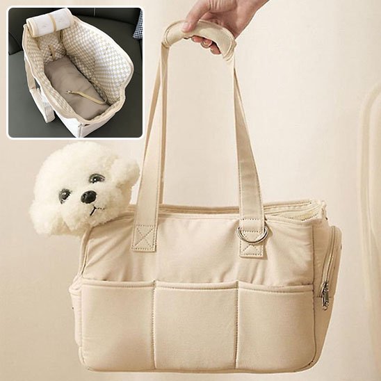 beige Sac de transport pour chien confort