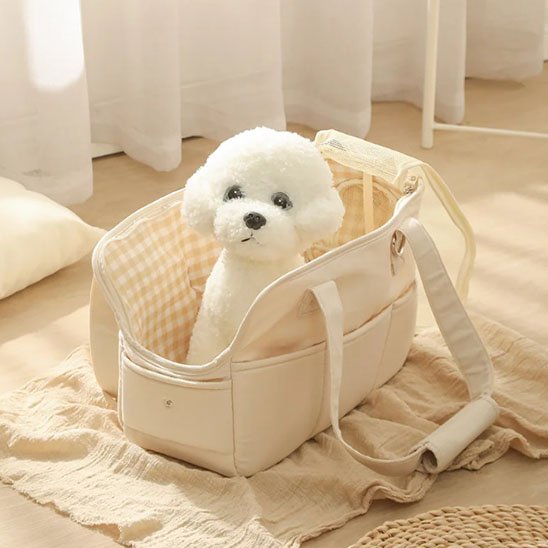 beige Sac de transport pour chien 