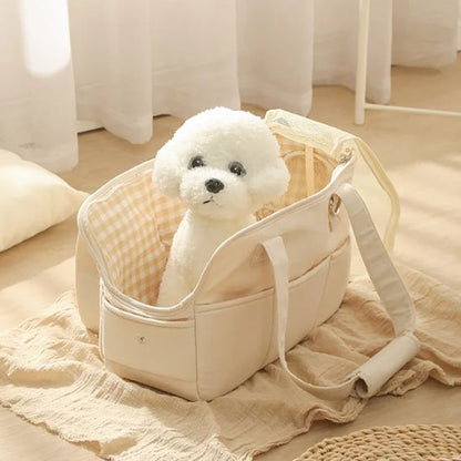 beige Sac de transport pour chien 