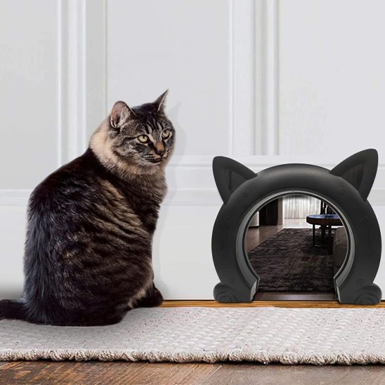 chatiere tete chat noir