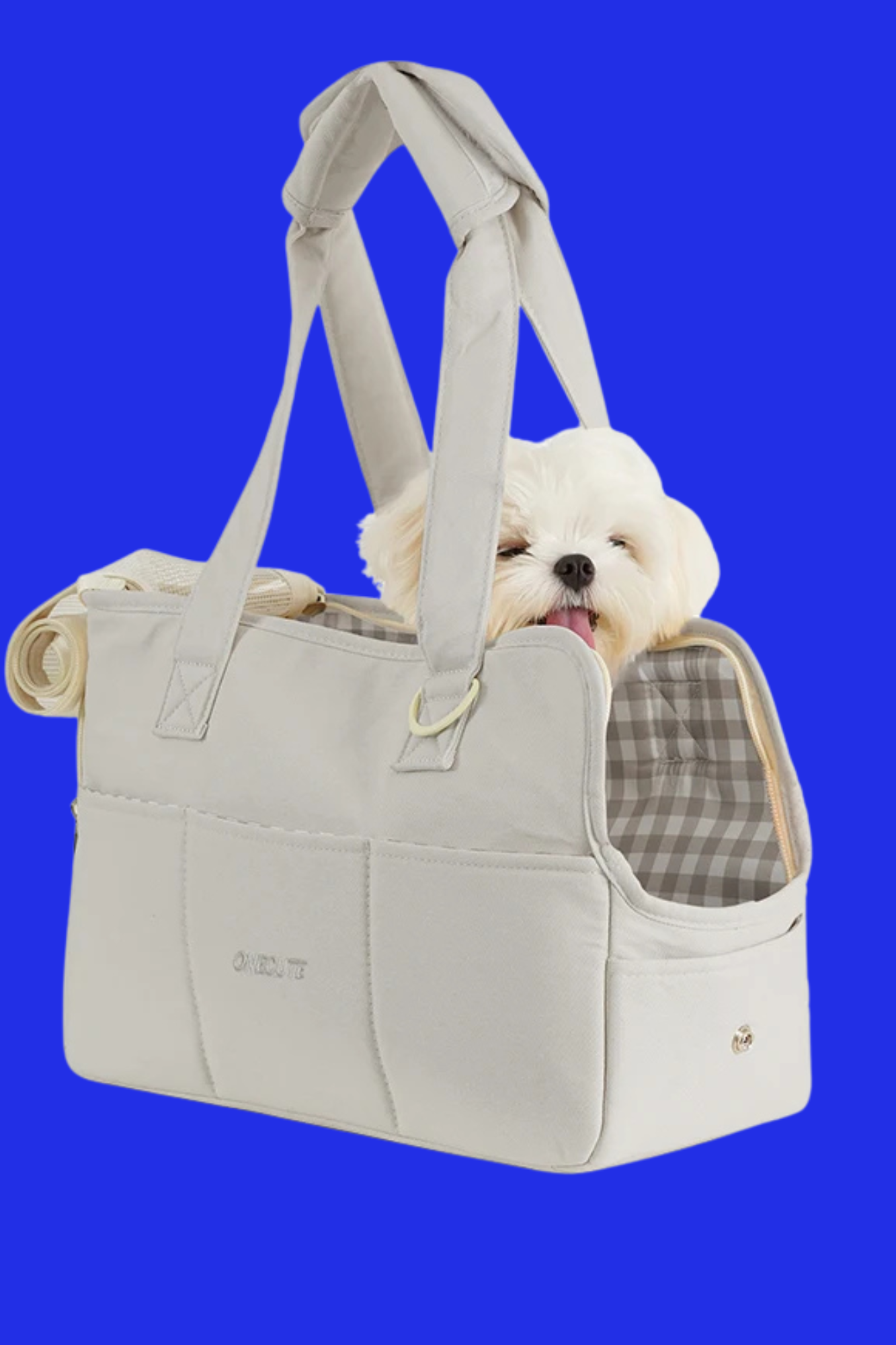 chien sac de transport beige