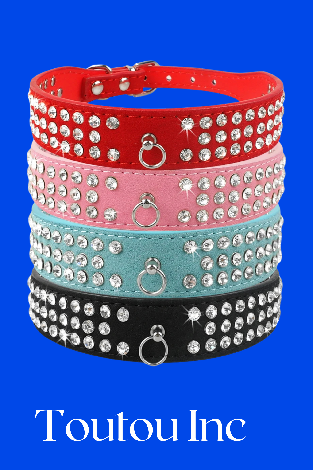 collier dressage diamant rouge rose bleu noir