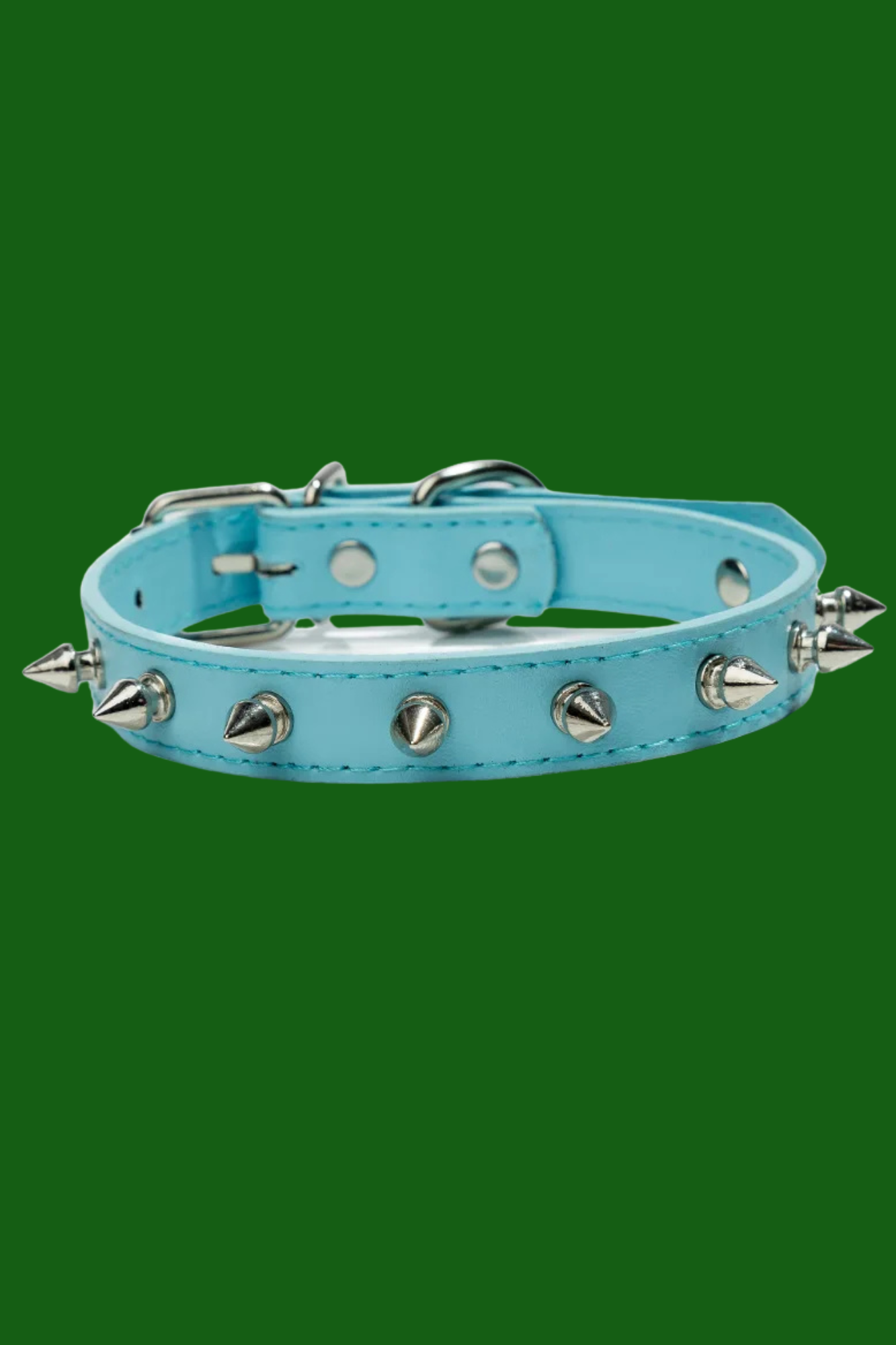 collier pour chien en cuir bleu ciel