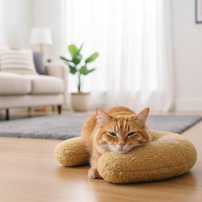 Coussin chat brun