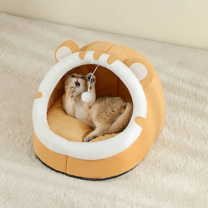 coussin chat jouer jaune