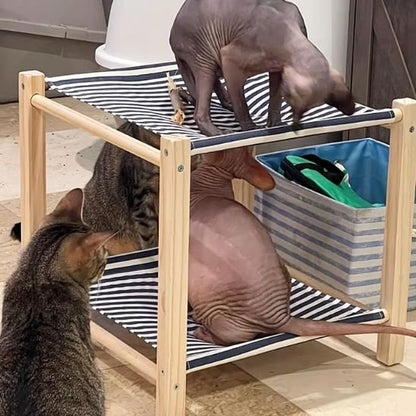 double hamac pour chat bleu