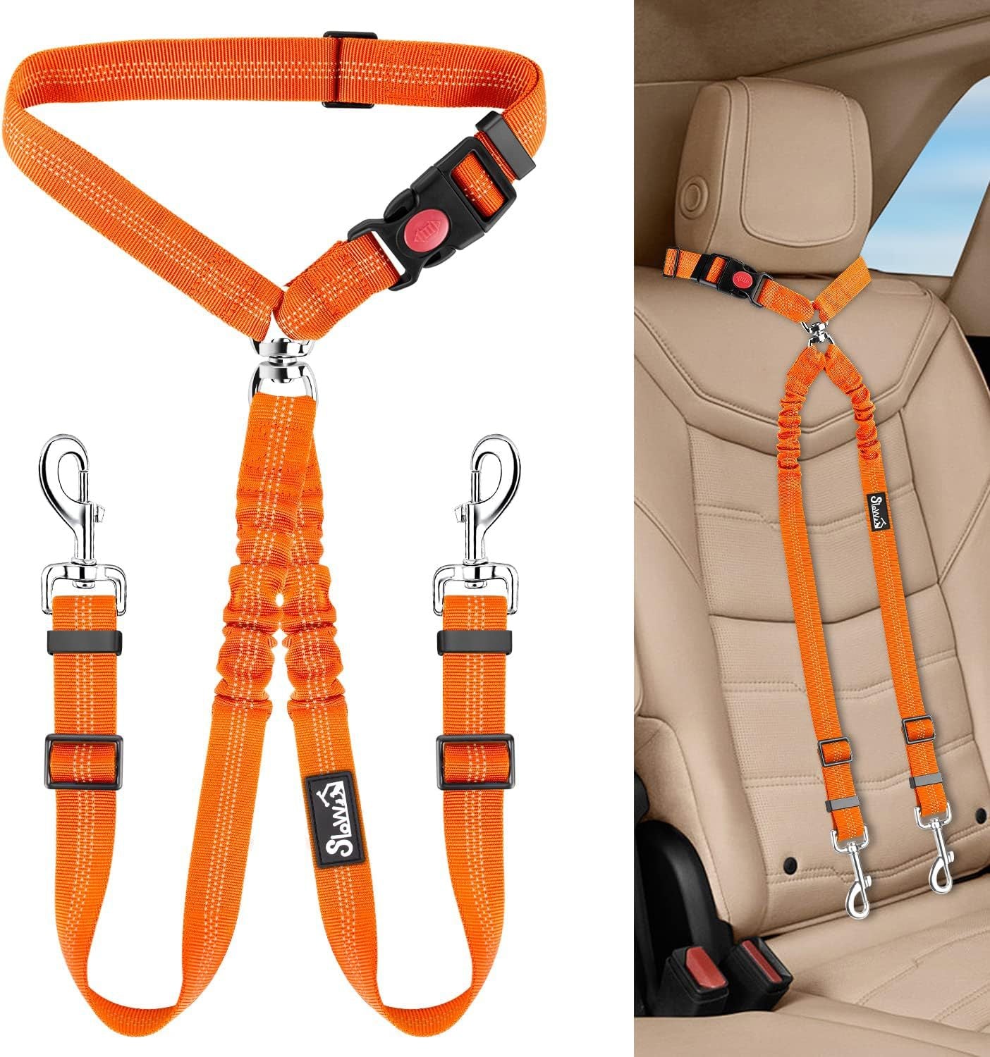double laisse pour chien orange