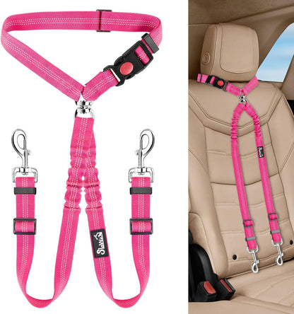 Double laisse pour chien rose