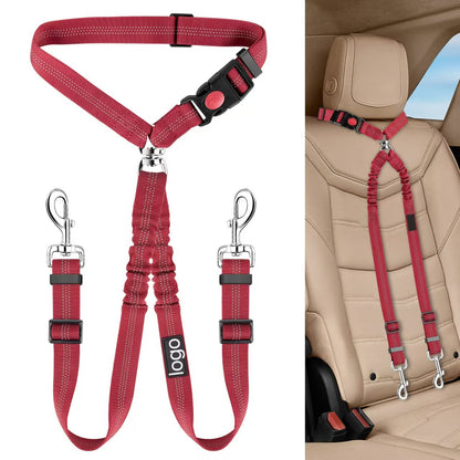 double laisse pour chien rouge 