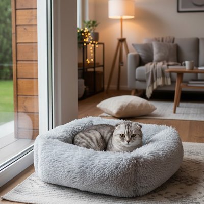 douillet-gris-Panier chat