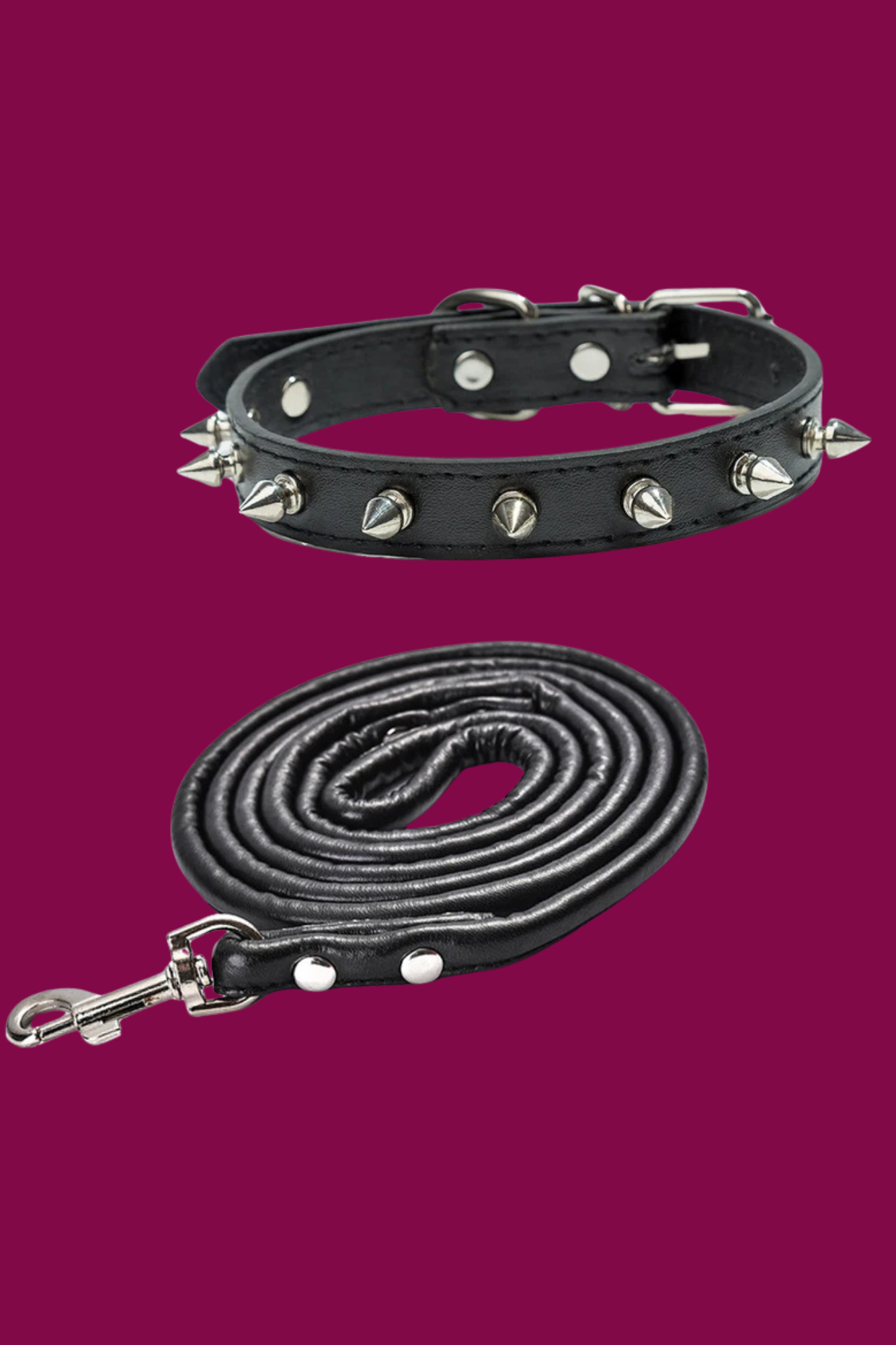 ensemble collier cuir noir