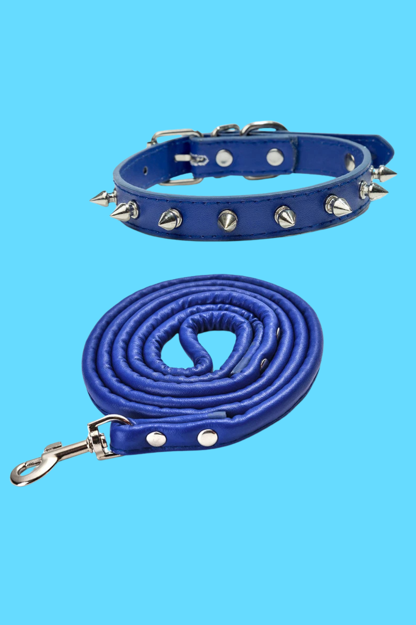 ensemble collier en cuir bleu