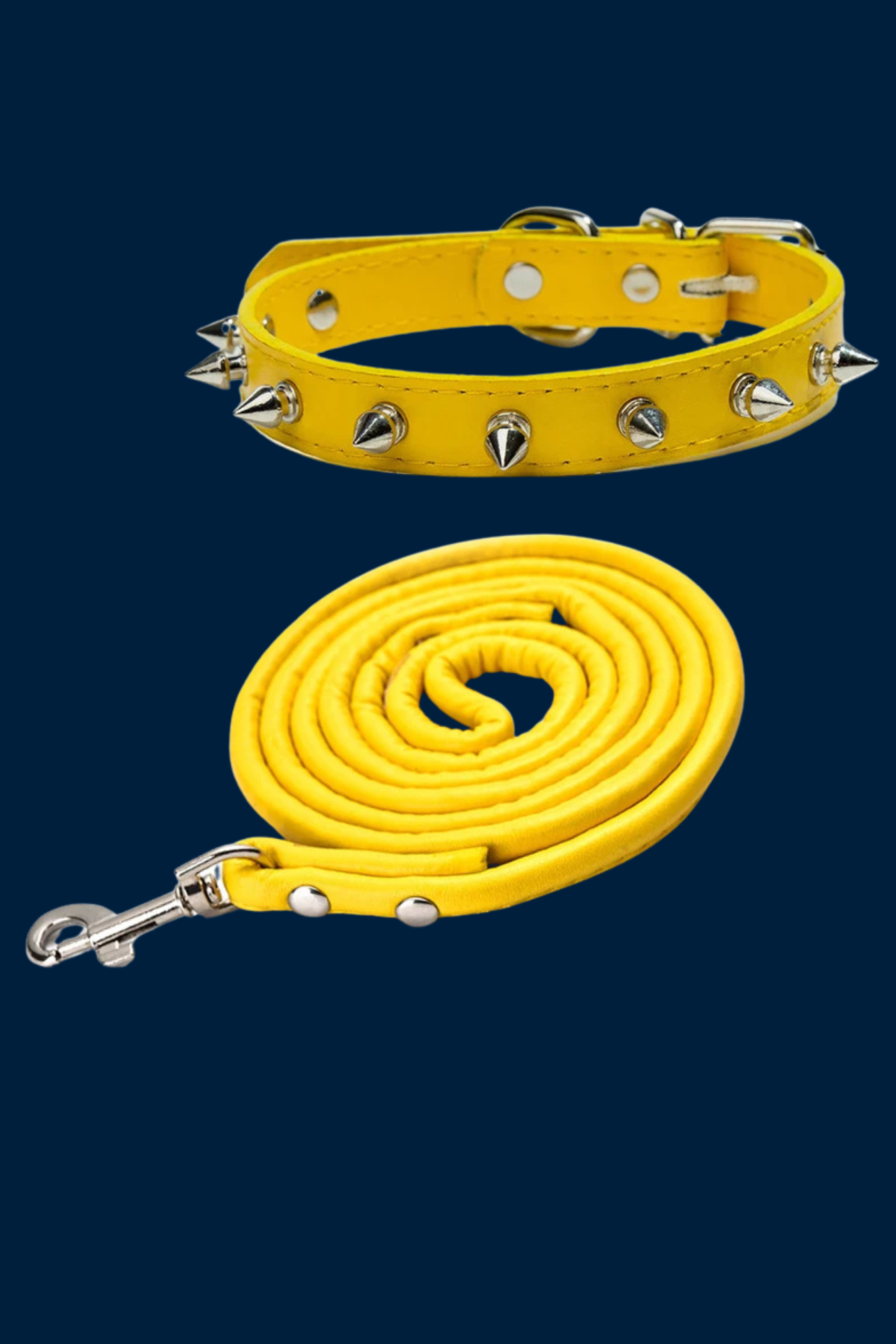 ensemble collier en cuir jaune