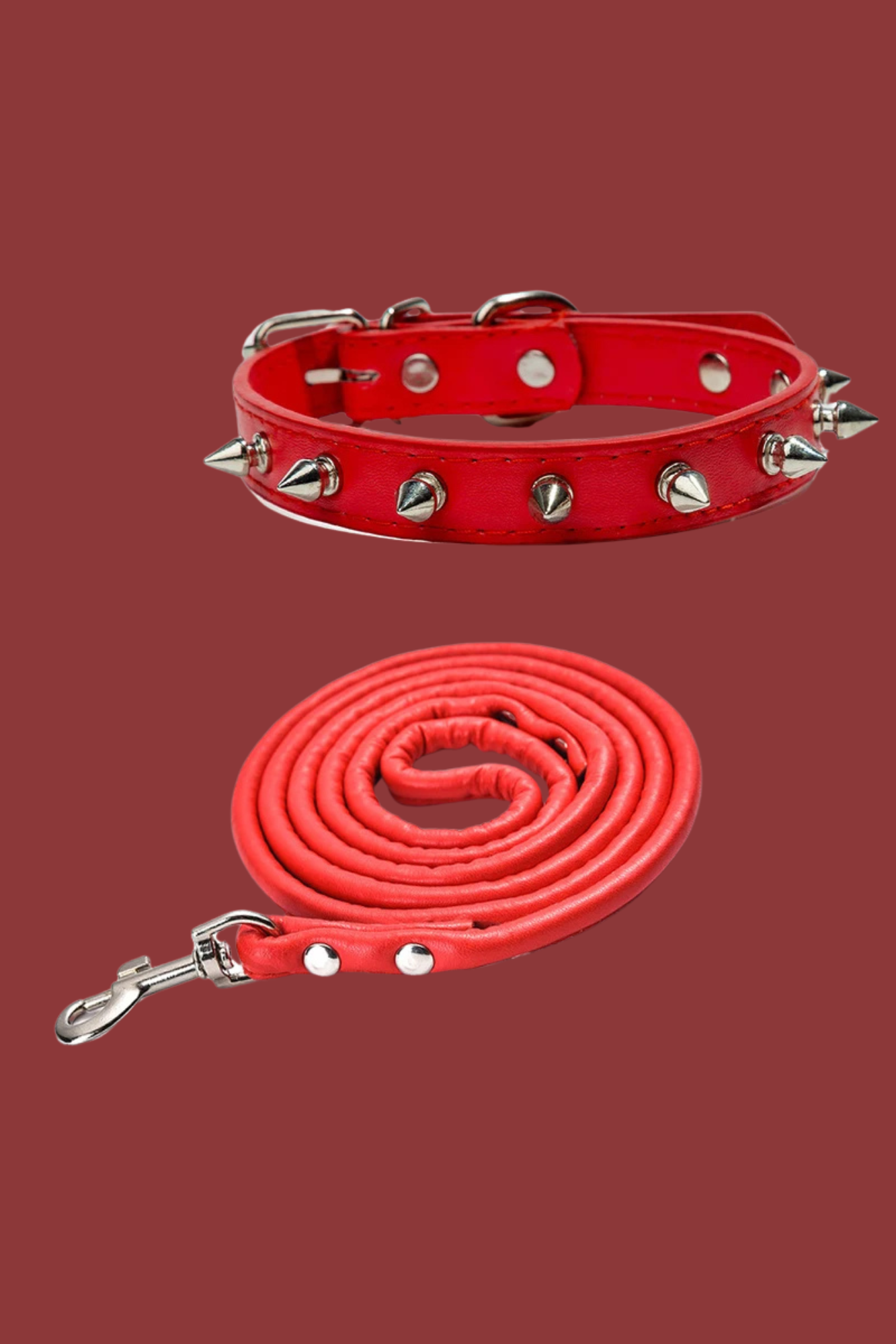 ensemble collier en cuir rouge