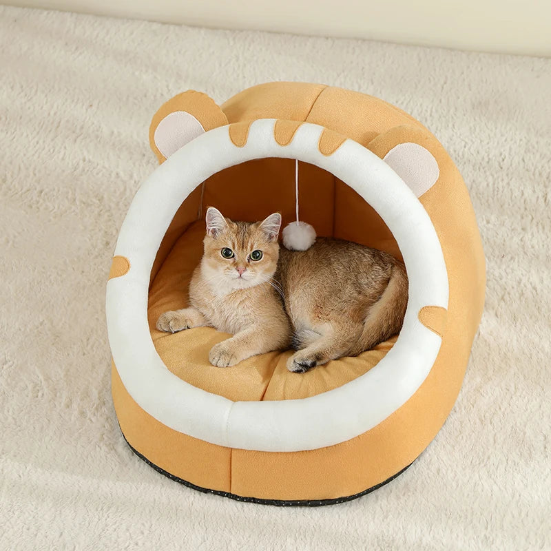 fixer coussin chat jaune