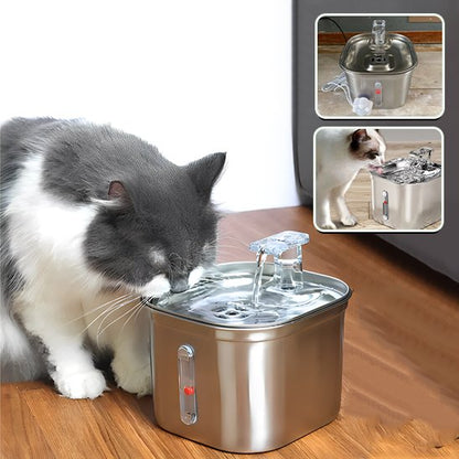 Fontaine a eau chat argent