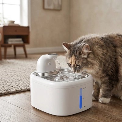 Fontaine a eau Chat blanc Filtrante