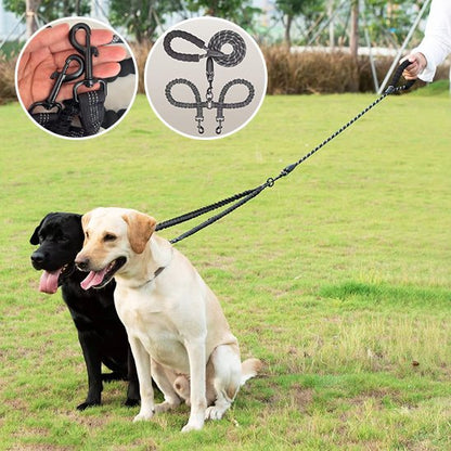 gris Laisse double pour chien Confort et Sécurité