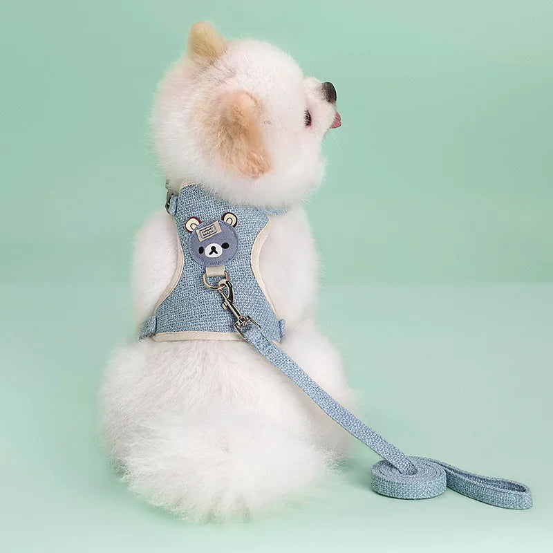 harnais petit chien bleu