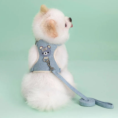 harnais petit chien bleu