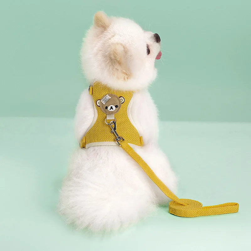 harnais petit chien jaune