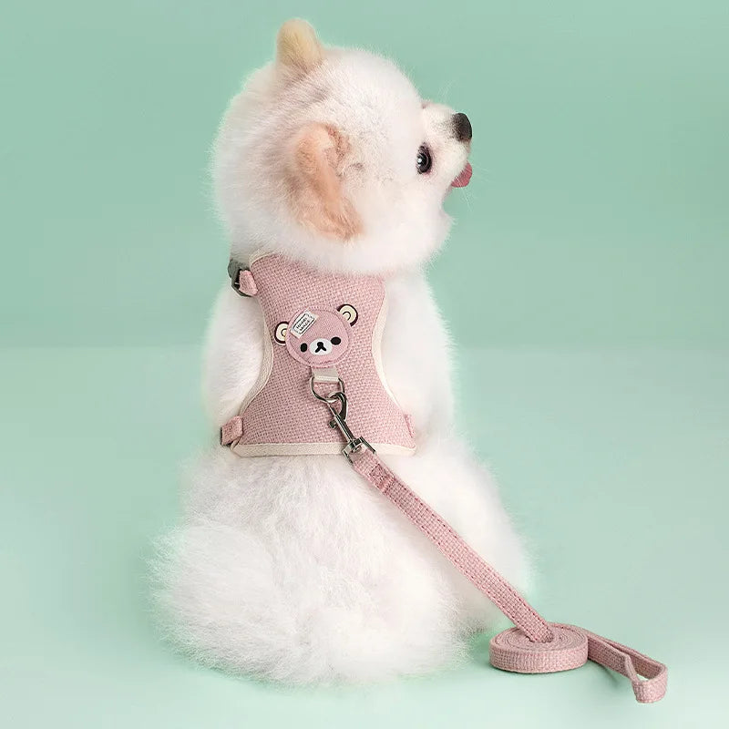 harnais petit chien rose