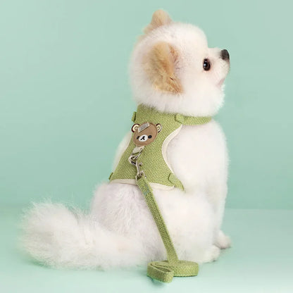 harnais petit chien vert