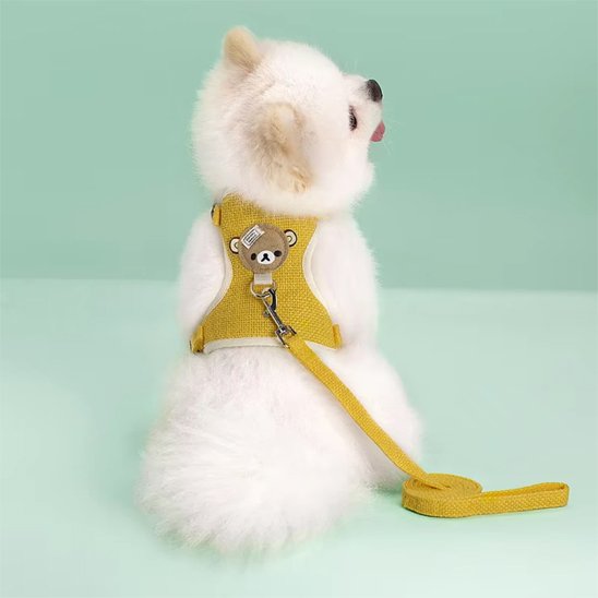 Harnais pour petit chien jaune
