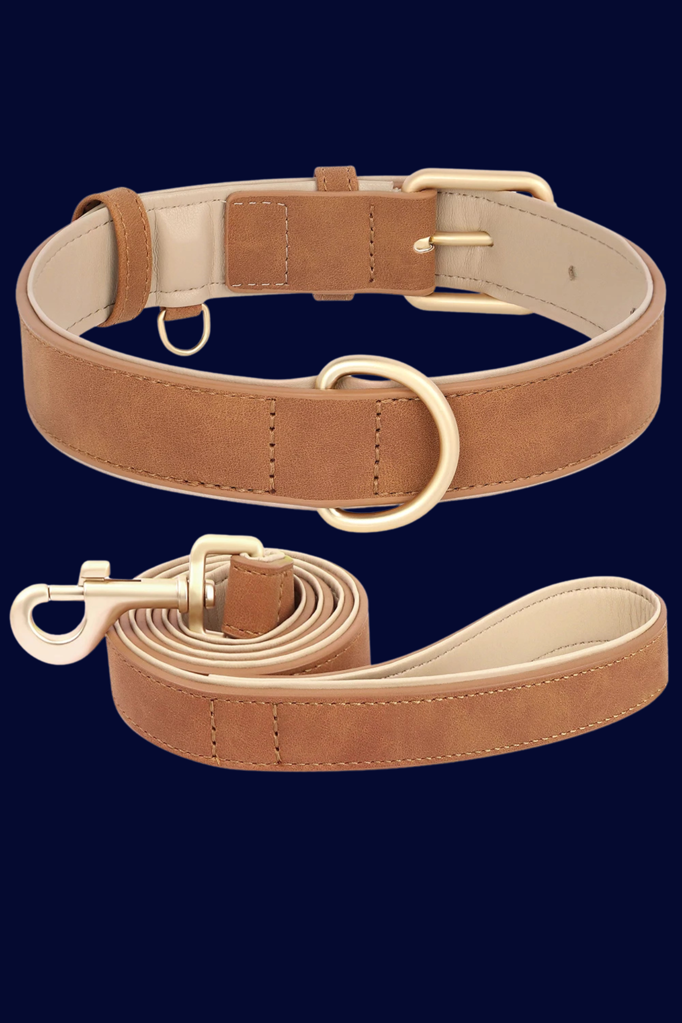 laisse collier brun