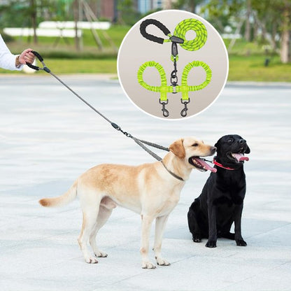 Laisse double pour chien jaune