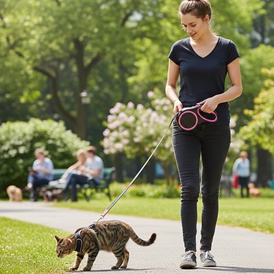Laisse pour Chat rose