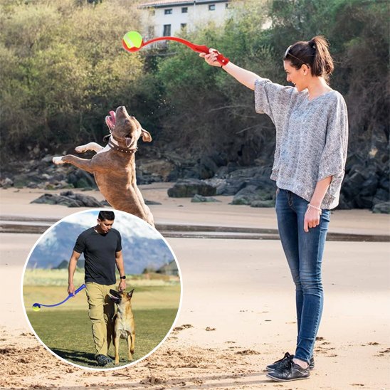 Lanceur de balle pour chien rouge bleu