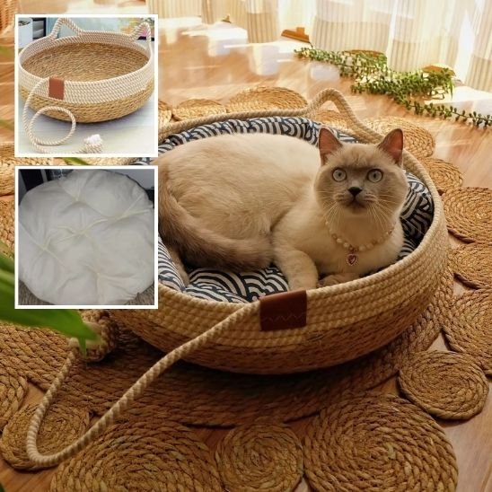 lit pour chat coussin noir blanc